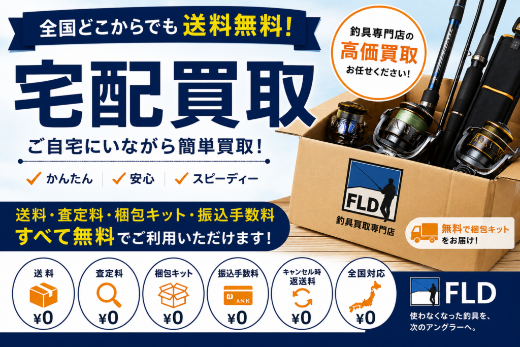 【全国送料無料】釣具の宅配買取｜送料・査定料・梱包キット無料｜FLD